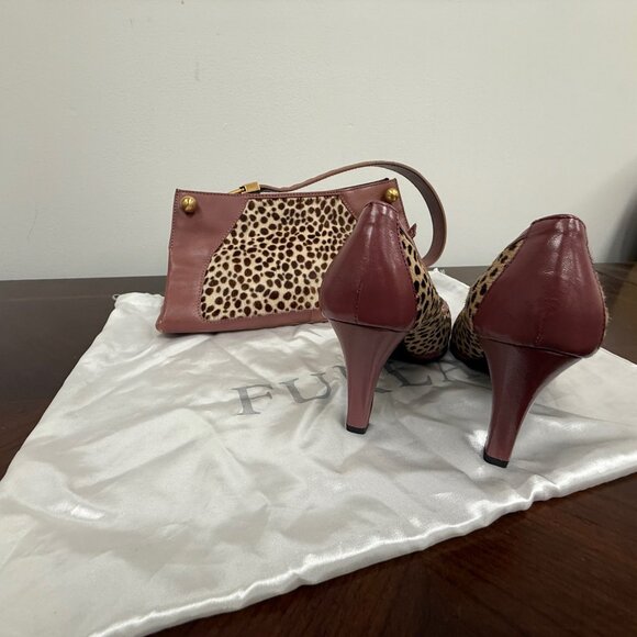 Furla Leopard Print Mauve Pumps & Matching Purse - Picture 4 of 9